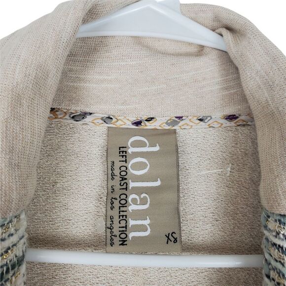 DOLAN Left Coast Open Front Tweed Drape Cardigan Sweater Heathered Raw Hem Fray - Picture 4 of 7